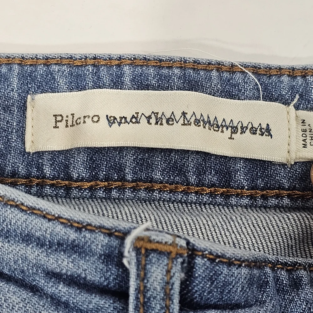 Anthropologie Pilcro & the Letterpress Blue Embroidered Slim Boyfriend Jeans 28 - Picture 6 of 14